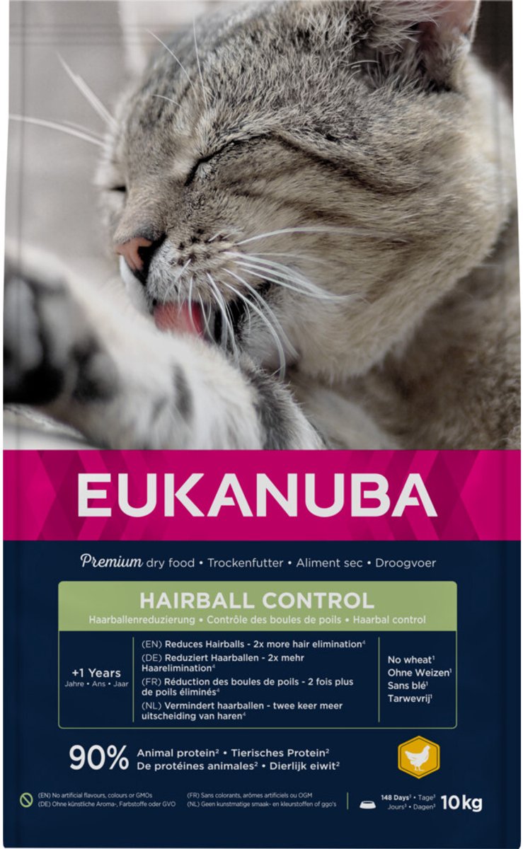 10kg Hairball Control Adult Eukanuba Kattenvoer