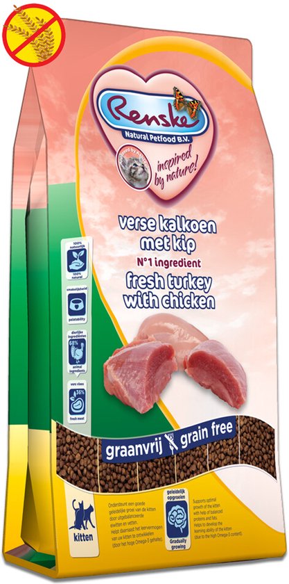Renske Super Premium Kitten Kattenvoer Kalkoen & Kip - 2 x 6 kg - Voordeelverpakking