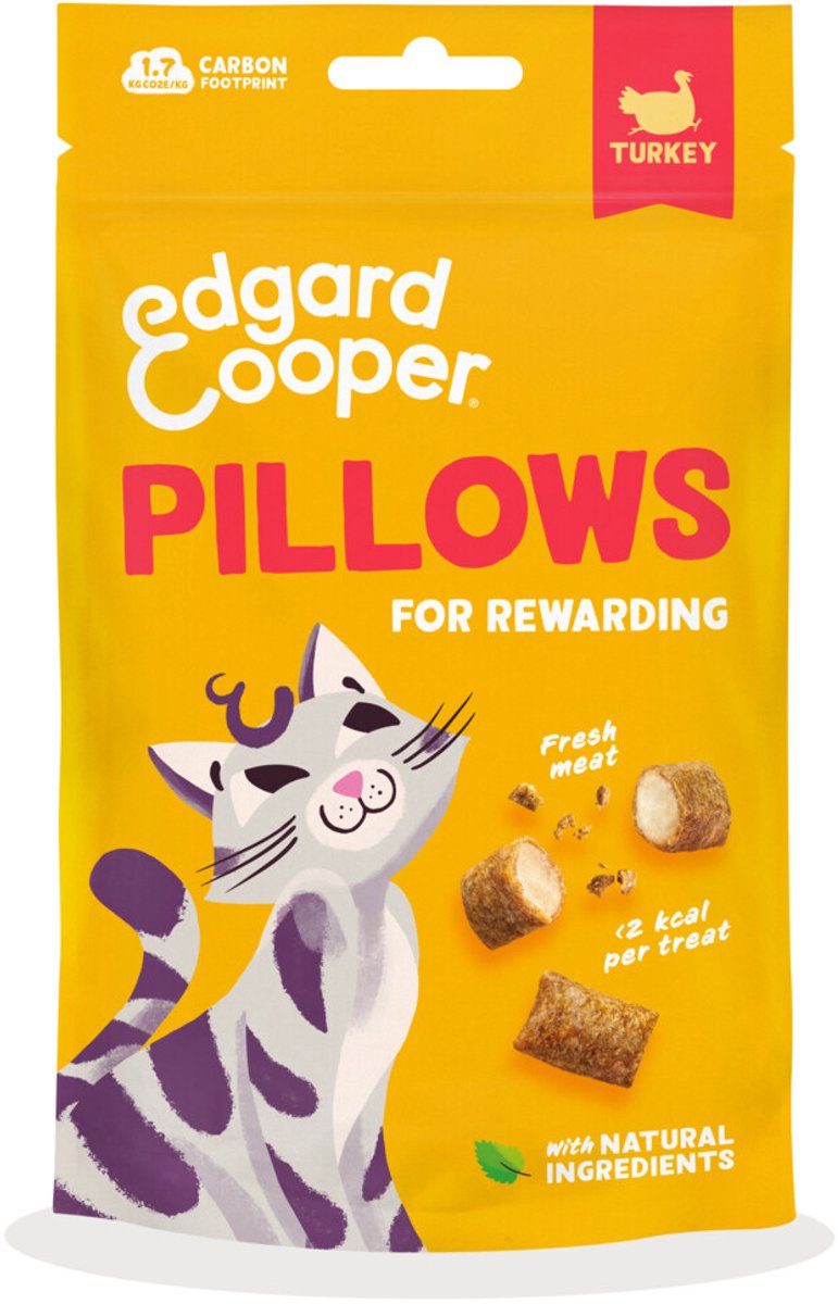 Edgard & Cooper Adult Pillows Kattensnack Kalkoen - 8 x 60 gr - Voordeelverpakking
