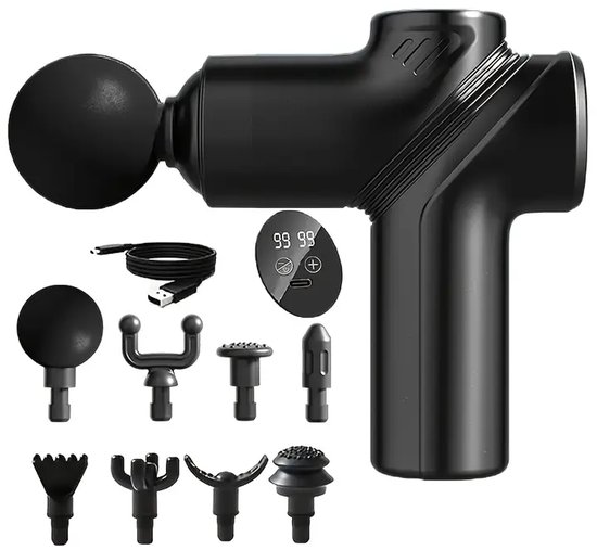 Draagbare Massagepistool 99 Snelheden Zwart LCD-scherm - Draagbare - €28,89