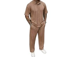 Heren mode Kledingset Lounge - Beige - Poloshirt en Lange Broek - Shirt - Set