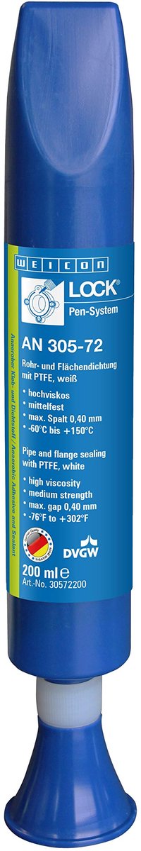WEICONLOCK AN 305-72 – Hoogviskeuze buis- en vlakafdichting – 200 ml – DVGW-gekeurd