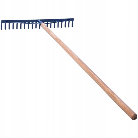 KADAX hark, steenhark, tuinhark van staal, platte hark met versterkte kop, tuingereedschap voor het verzamelen van stenen (met houten steel) van KADAX — afbeelding 5