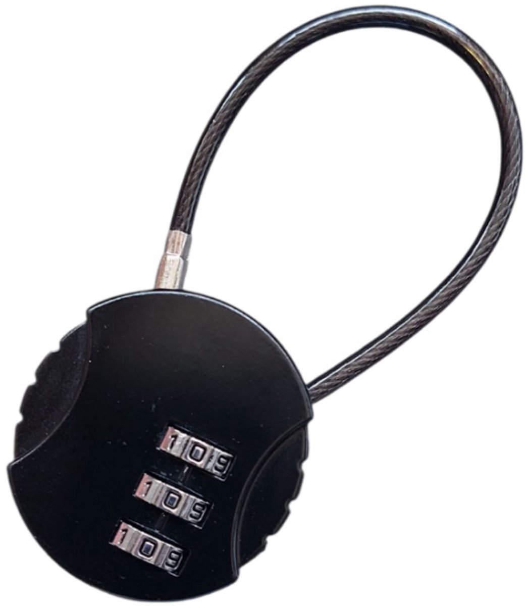 Rieba® Slot Fietstas - Fietstasslot - Cijferslot - Hangslot - Reisslot - Universeel Toepasbaar - 13cm Kabel - Zwart