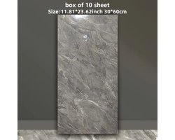 10 stuks - Zelfklevende Muurstickers - 3D Marmerlook - Waterdicht Vinyl - 30x60cm - Maya Grijs