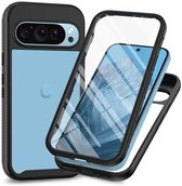 Coque avec protection d'écran intégrée pour Google Pixel 10 / 10 Pro | Compatible avec MagSafe/Qi2 | Protection totale contre les chutes | Housse de protection antichoc | Clair / Noir