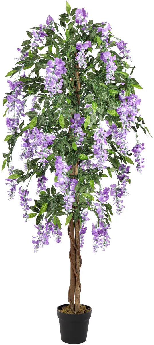 Kunstpalm Kunst Bloemboom Wisteria | Paars | 180cm - Kunst bloemboom - Blauwe Regen Kunstplant Lila