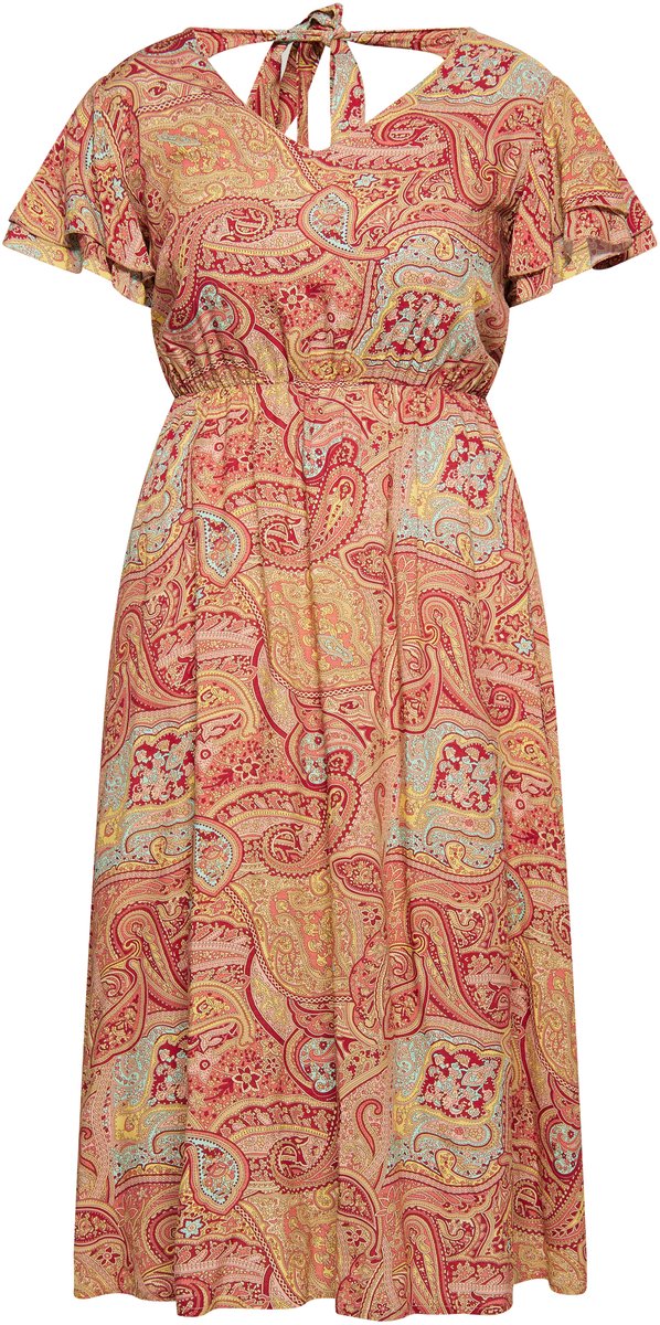 Usha Jurk met paisleyprint Bordeaux veelkleurig
