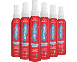 6x Wella New Wave Ultra Strong Power Hold Gel Spray 150 ml