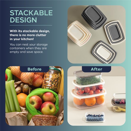 Coffret de conservation alimentaire Soft Chef Easy Box 12 pièces, boîtes en plastique hermétiques empilables sans BPA (2 x 6 pièces)