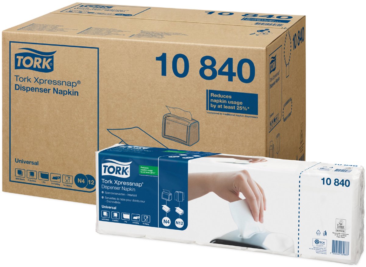 Tork intergevouwen servetten voor servetdispenser - wit
