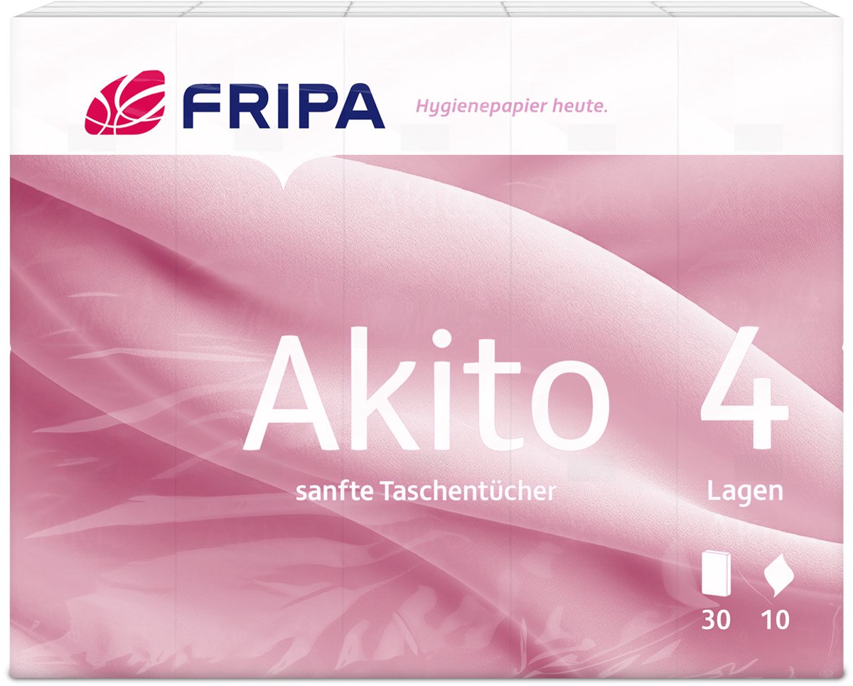 Fripa Akito zakdoekjes, 4-laags, wit, 30 pakjes