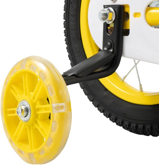 Kinderfiets - 12 inch - Met Zijwieltjes - Met Mandje - Met Fleshouder - Koolstofstaal Frame Voor Stabiliteit - Geel van Merkloos — afbeelding 4