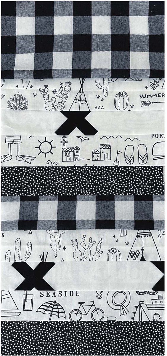 BINK Bedding - 10 lapjes - Quilt Patchwork - Zwart Wit 25 x 25 cm. Set = 10 lapjes