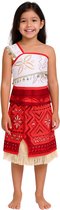 Joya Kids® Oceaanprinses Verkleedjurk Meisje | Polynesische Prinsessenjurk Kind | Hawaï Kostuum | Jurk met Schelpen & Franjes Rood Wit | Carnaval & Verkleedfeest | Maat 110