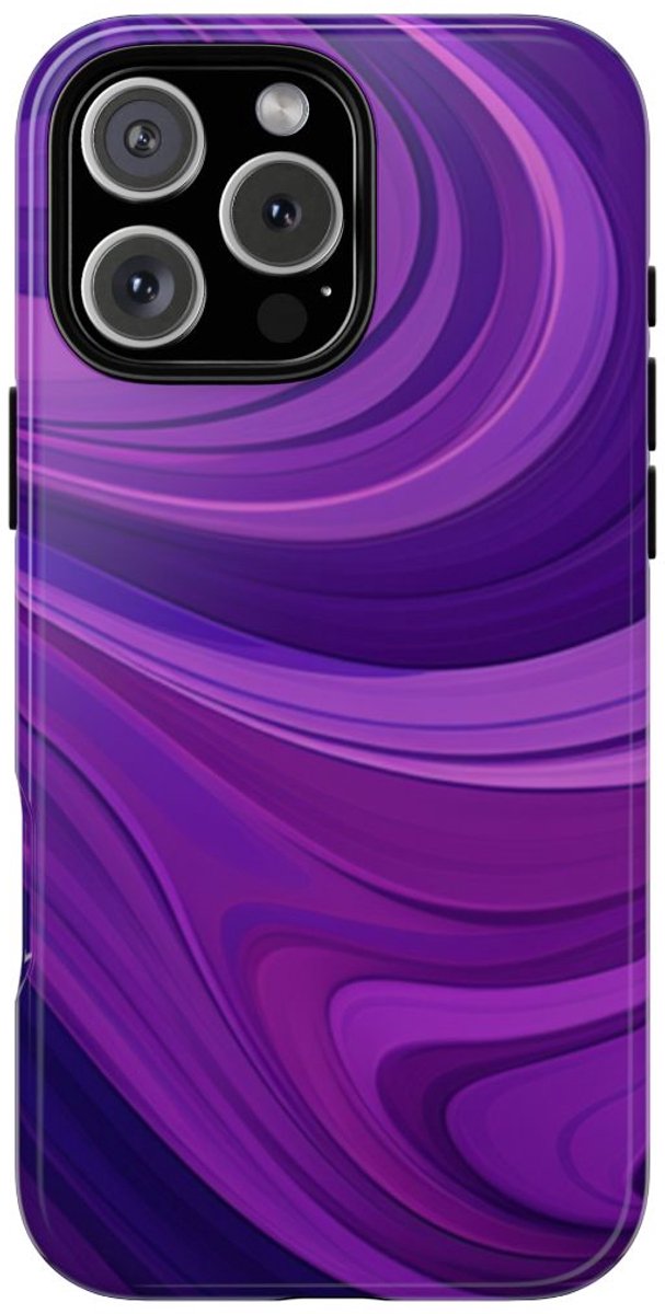 Paars Golvend Abstract Patroon – Telefoonhoesje Geschikt voor iPhone 16 Pro Max