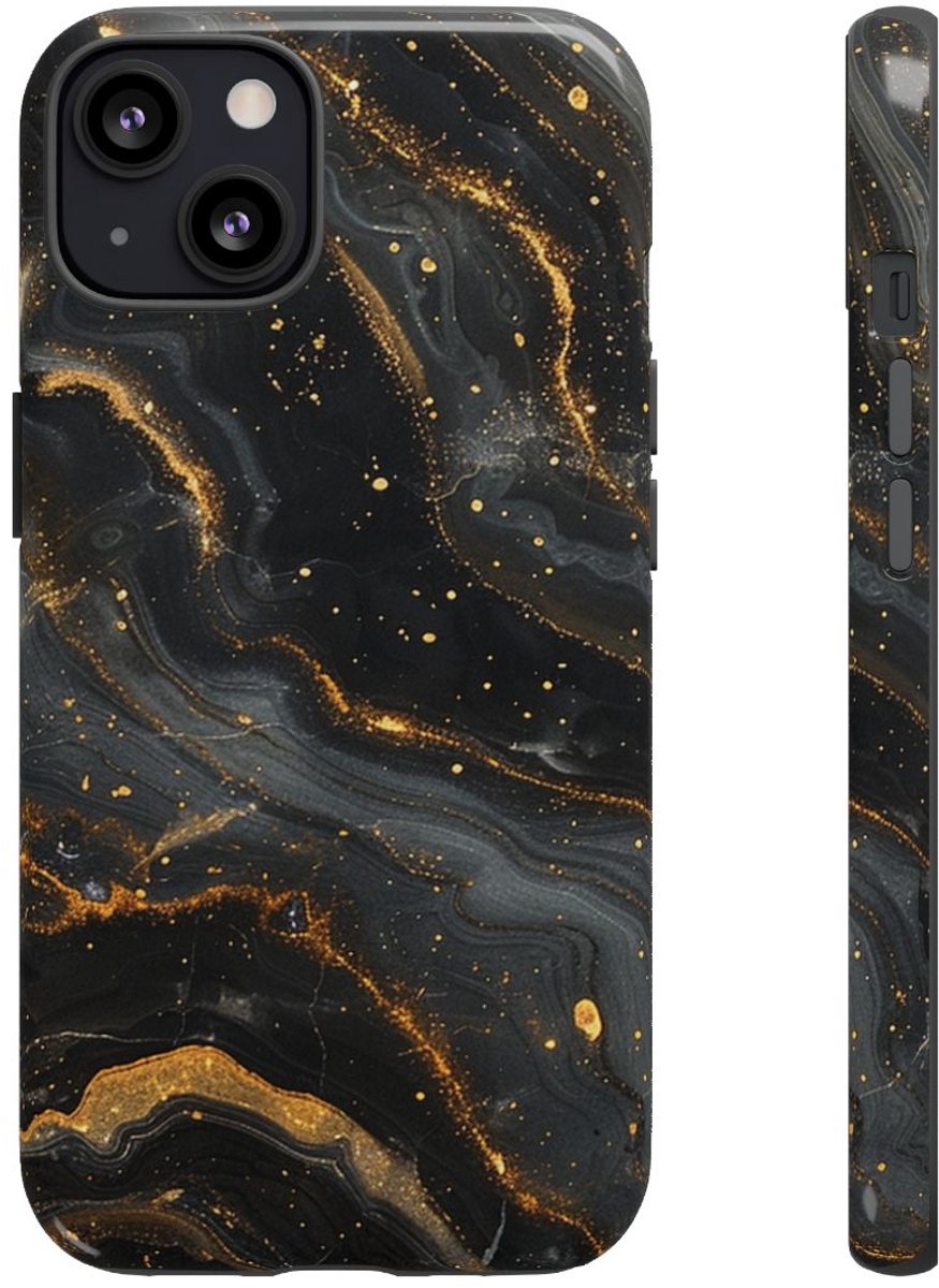 Zwart-Gouden Marmer Abstract Patroon – Telefoonhoesje Geschikt voor iPhone 13