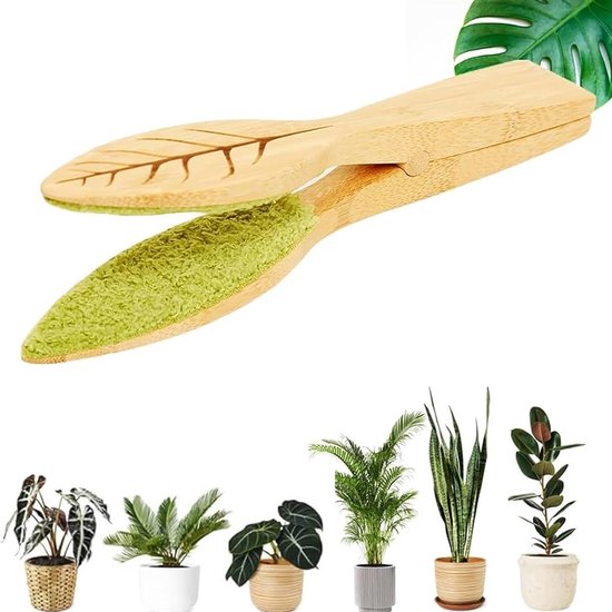 Houten bladreinigingstang, dubbelzijdige bladglansdoekjes voor kamerplanten, herbruikbare plantenverzorgingsdoek met ergonomisch handvat voor zachte stofverwijdering en huishoudelijke van Houten — afbeelding 4