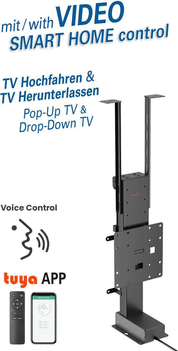 My Wall TV-beugel 109,2 cm (43) - 218,4 cm (86”) Besturing via app, Met elektromotor
