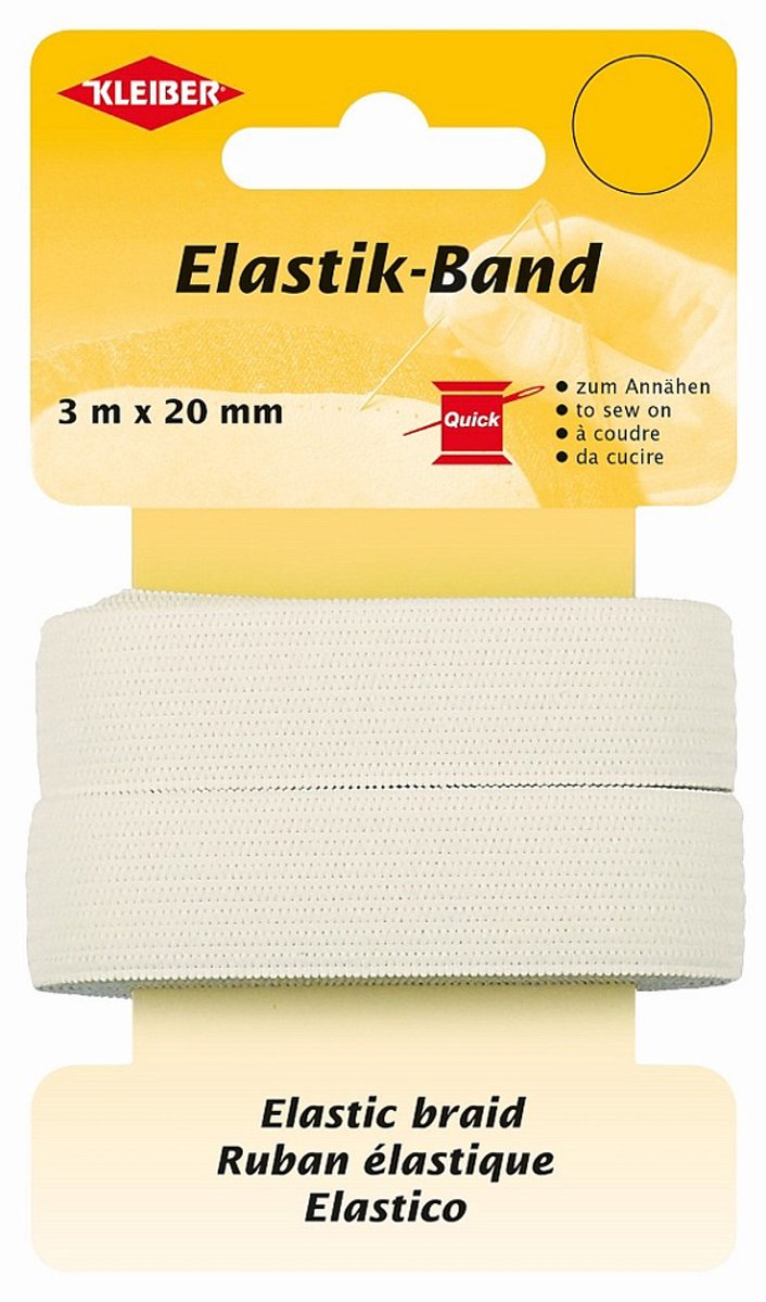 Rubberband, 3 m x 20 mm, wit