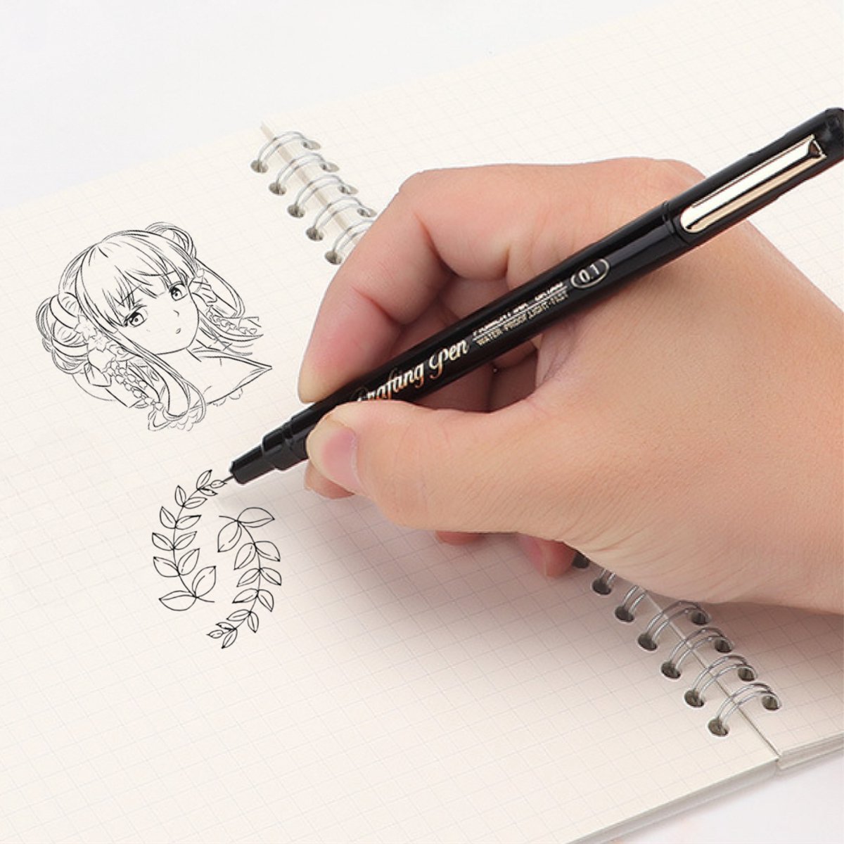 Ainy - Micro Fineliners 0.1mm watervast - Set van 8 kleurrijke fineliner | fine liner kawaii manga / anime tekenen op schetsboek | bullet journal | handlettering | Pigment liner penselen | calligraphy pennen — afbeelding 8