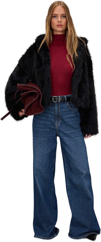 Trendyol Zwarte Oversized Mal-Bontjas Met Capuchon Twoaw26Mo00025