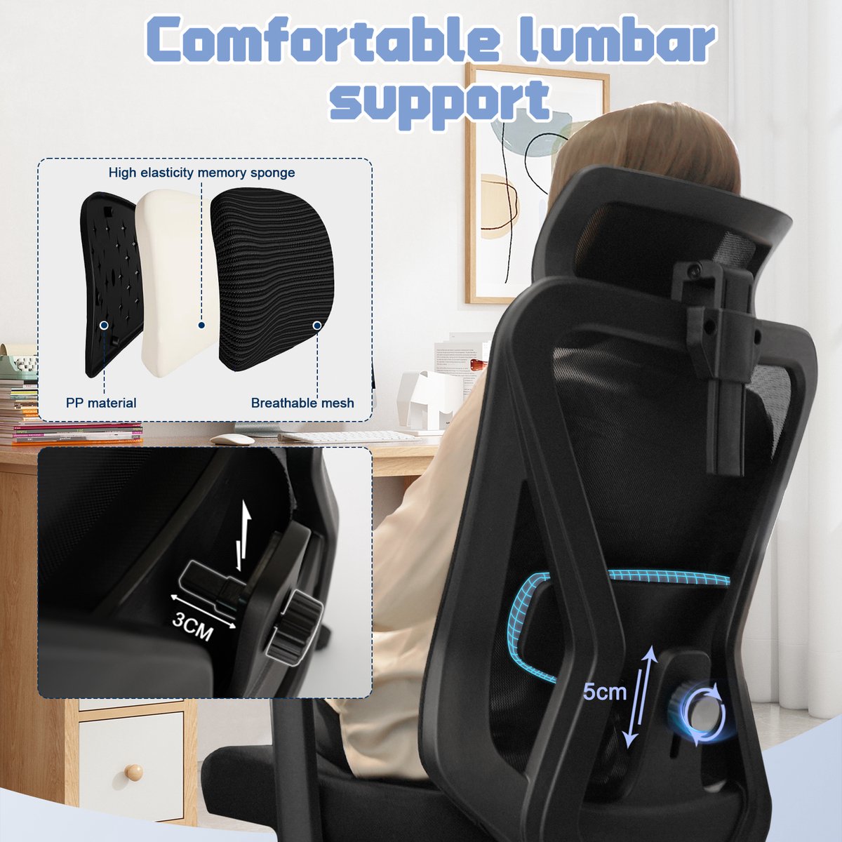 Durrafy - Ergonomische Bureaustoel - Bureaustoel - afbeelding 3