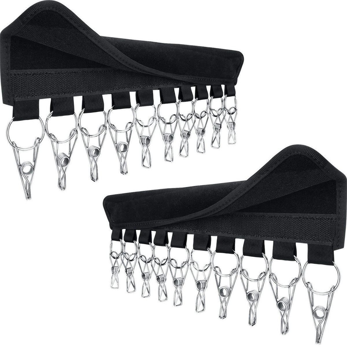 2 stuks - Hoeden Organizer - met 10 RVS Clips - Draagbare kledinghanger - Multifunctionele clip - Ruimtebesparend - voor Petten Caps Mutsen en Hoeden - Zwart