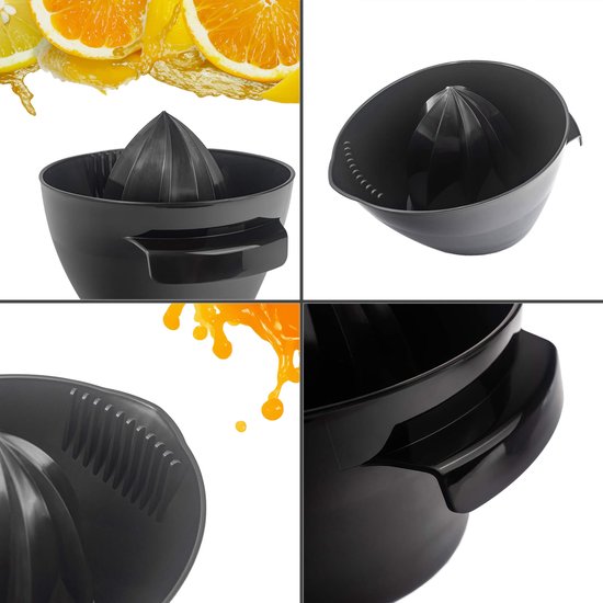 KADAX Handmatige citruspers van kunststof, fruitpers, robuuste sinaasappelsappers, ovale pers voor fruit, universele handpers, fruitpers (zwart) van kadax — afbeelding 3