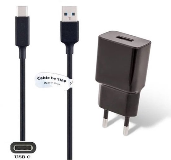 Chargeur OneOne 2,0 A + câble USB C robuste de 1,0 m. USB 3.0 / 56 kOhm. Adaptateur chargeur. Convient également aux Samsung Galaxy S8, S9, S10, S20, S21, S22, S23, S24 (Active / Plus /Lite/FE/ Ultra), F02s, F12, F13, F22, F23, F52, F62, Quantum 2.