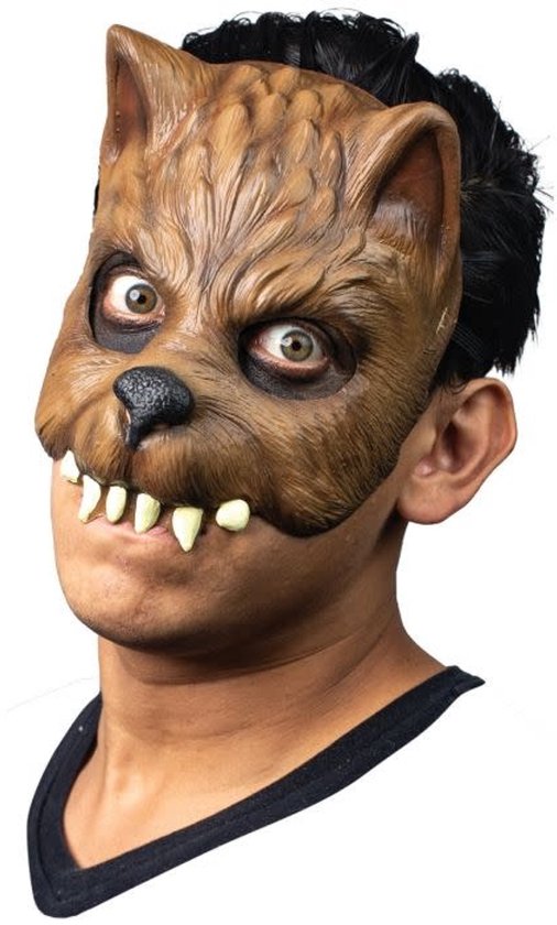 Partychimp Masque de Loup-Garou Halloween Demi-Masque de Loup pour Halloween ou Costume de Carnaval Adultes - Latex - Taille unique