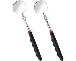 2-stuks Telescopische inspectiespiegel - Inspectiespiegelgereedschap met lange steel - Ronde telescopische spiegel - 50 ml - Autoreparatiegereedschap - Ideaal voor technici, monteurs en aannemers - Zwart, zilver