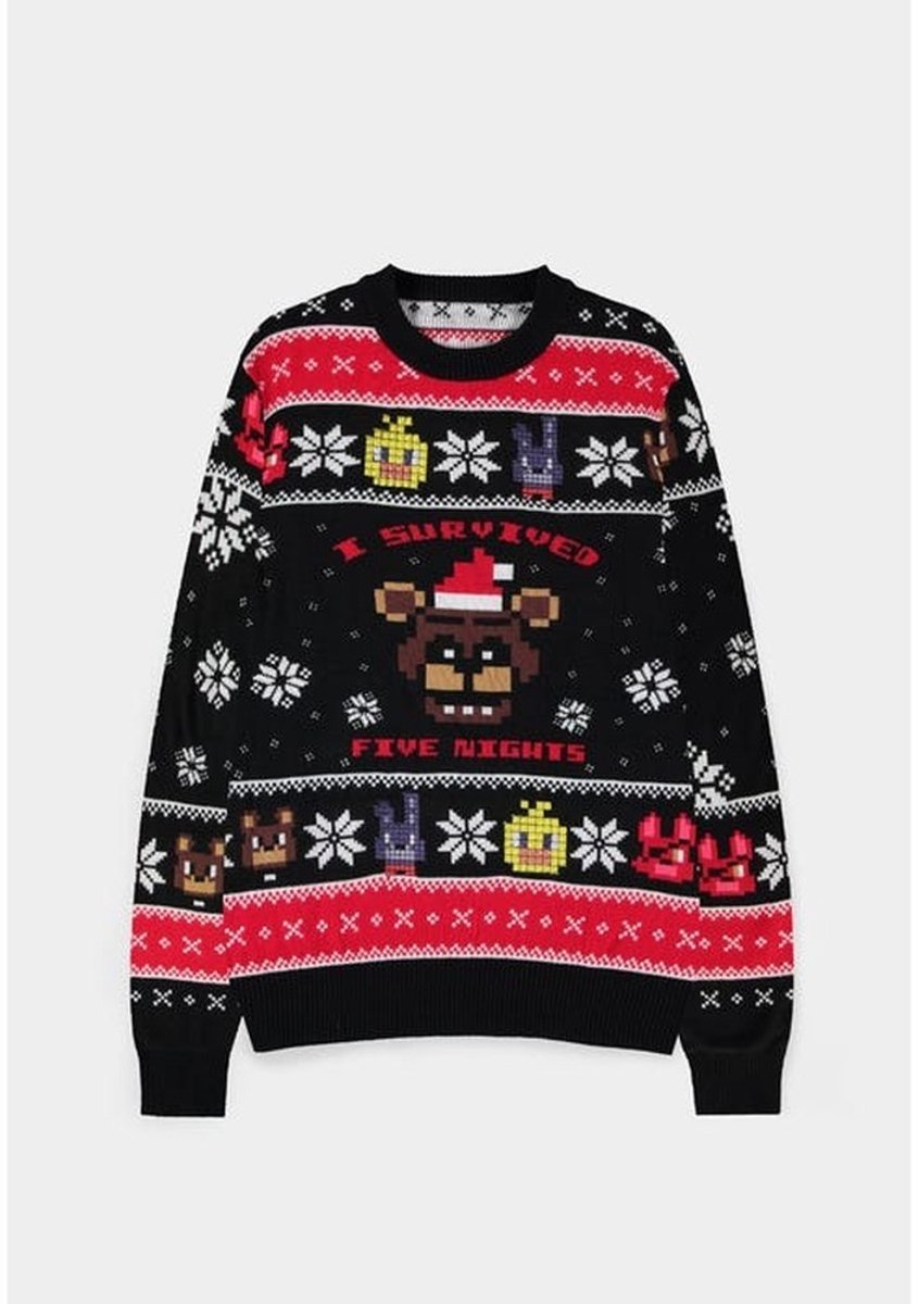 Five Nights at Freddy's - Survived Five Nights Knitted Kersttrui - 2XL - Zwart