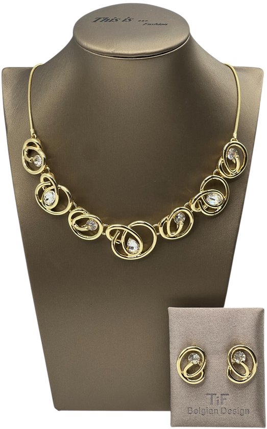 TIF - Bijoux - Parure pour femme - Collier - Boucles d’oreilles - Argent - 45 cm