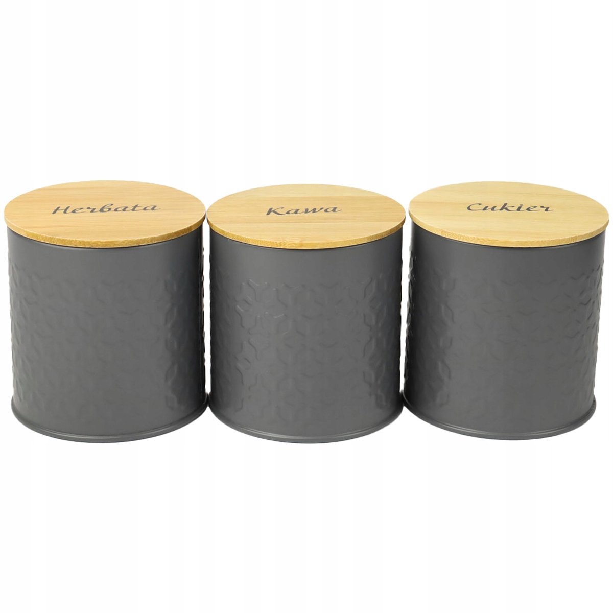 Keukencontainers RVS met Bamboe Deksel - Suiker, Koffie, Thee (3 stuks)