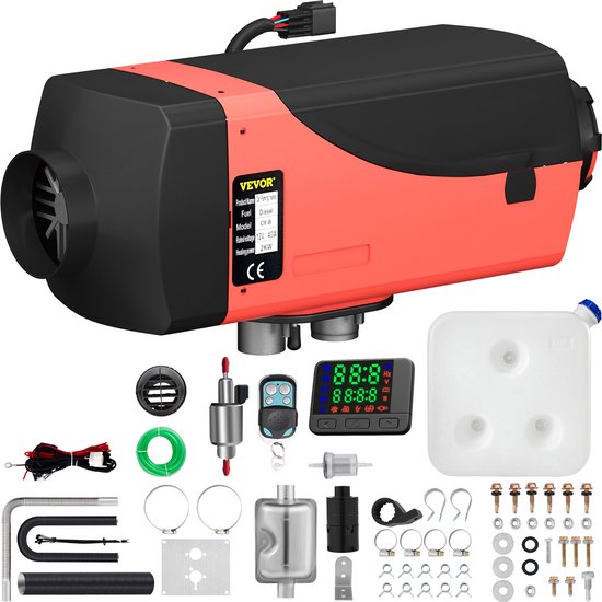 VEVOR 2KW 12V Diesel Standkachel - Dieselluchtverwarmer met Geluiddemper - 0,1-0,28 L/H Dieselheizung - voor Vrachtwagens Campers RV Trailer