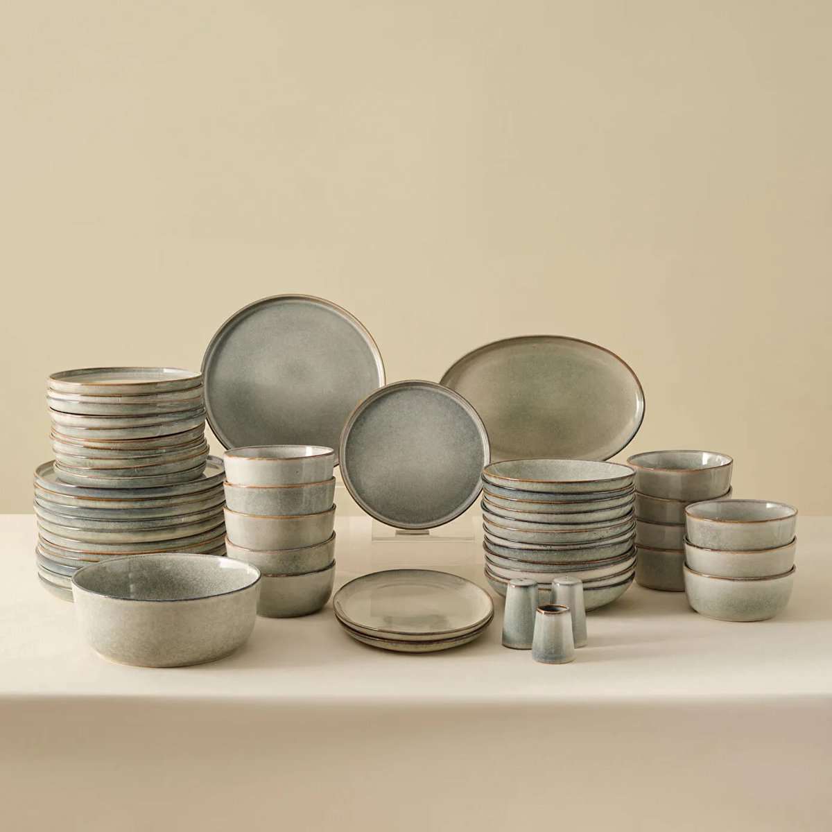 Karaca Earth Collection Skal - Steengoed - Grijs, - 55 Delig