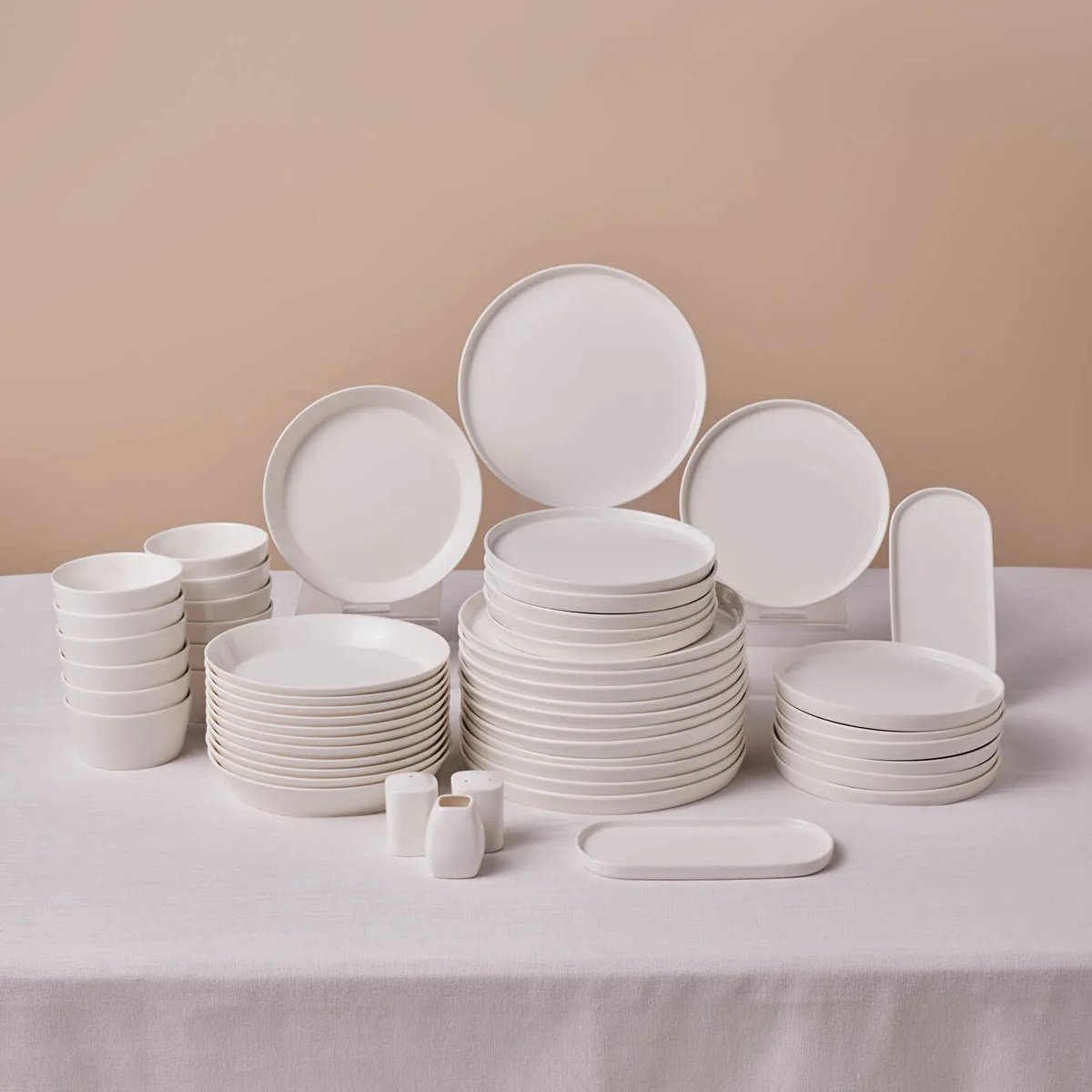 Karaca Stream Bone Bomo 53-Delig Serviesset – 12 Personen – Bone China – Luxe Wit Servies