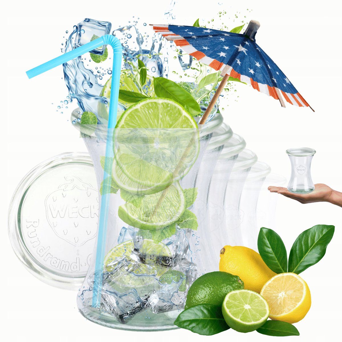 Weck Glazen Potten 370ml met Glazen Deksel - Set van 6