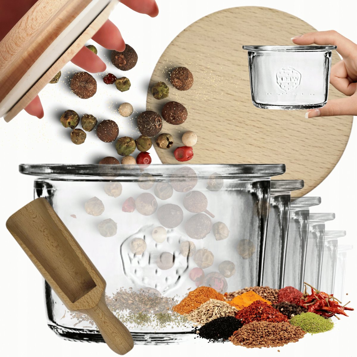 Weck Potten 80ml met Houten Deksel & Maatbeker - 6 Stuks