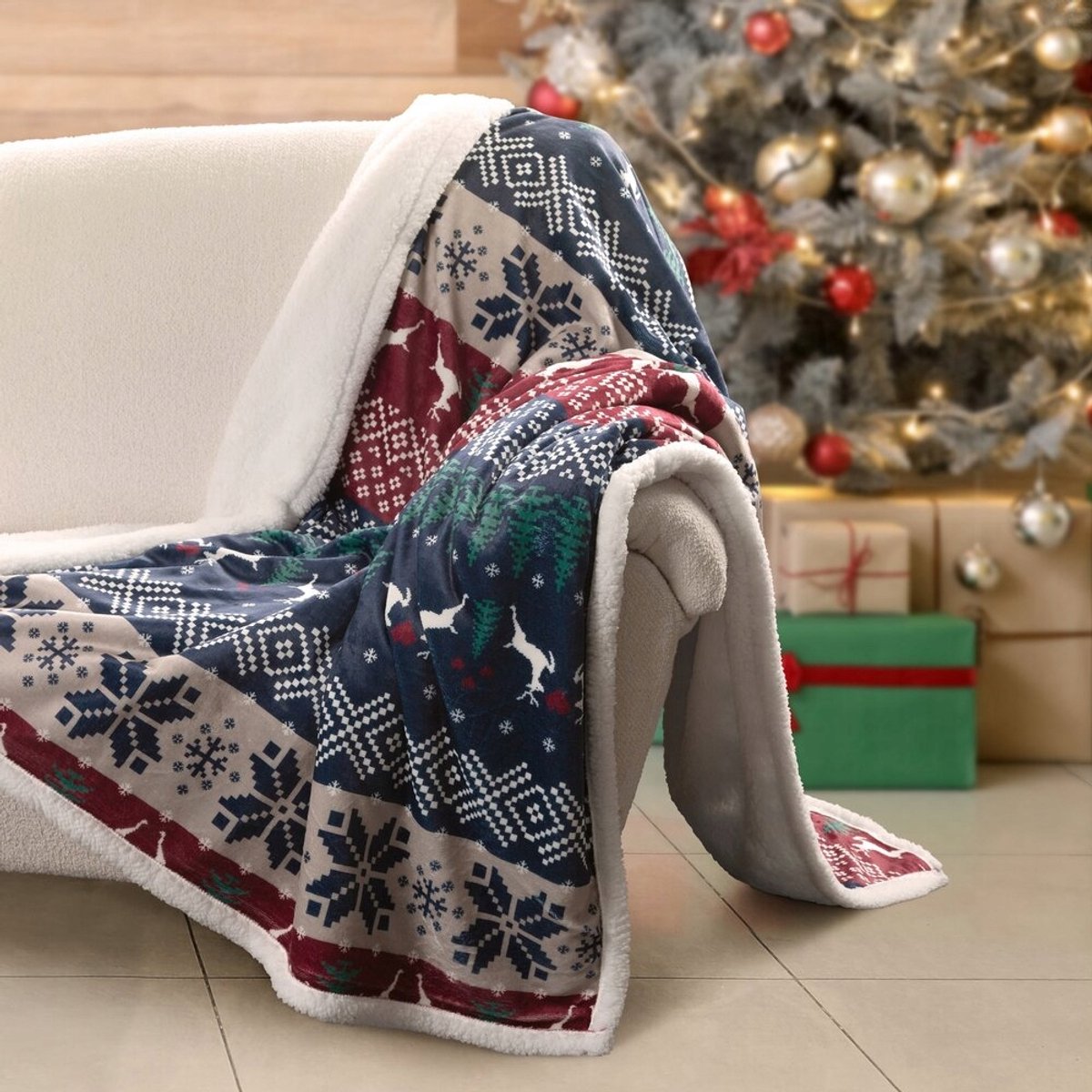 Sherpa Kerstplaid 150x200cm - Warm Scandinavisch Design - Microvezel