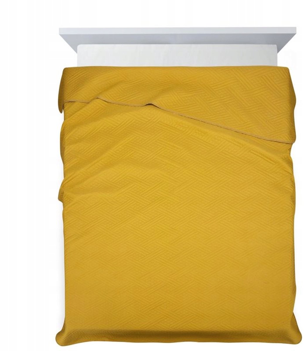 Boni Mustard Geometrische Plaid 170x210 cm - Stijlvol en Comfortabel