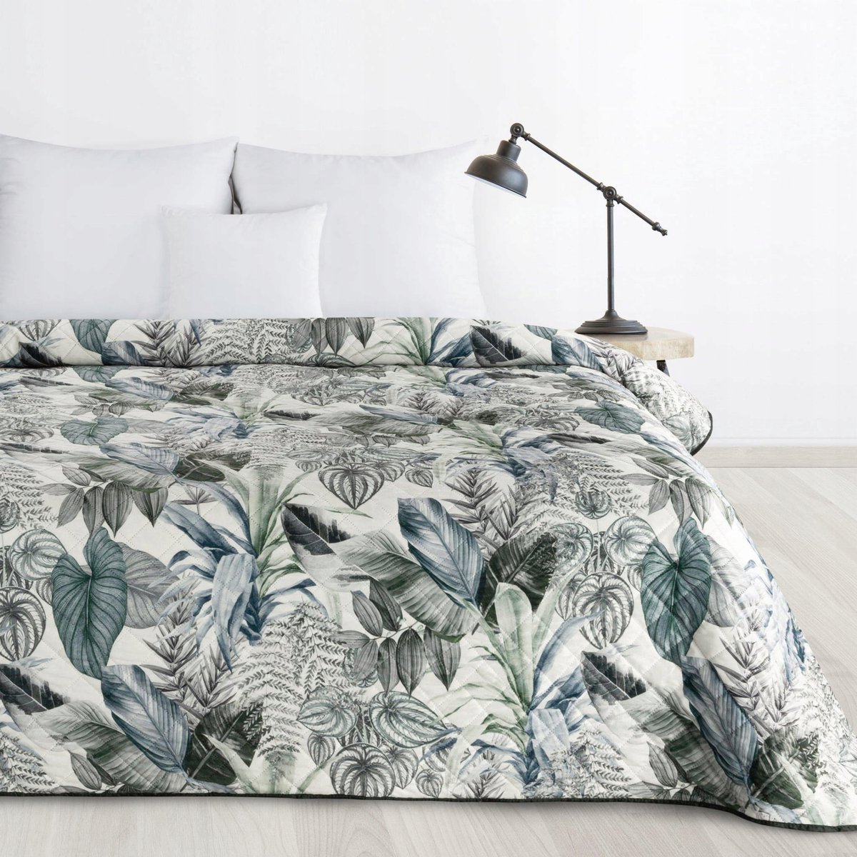 Pittig velours bedsprei 220x240 cm - Tropisch Bladmotief Groen