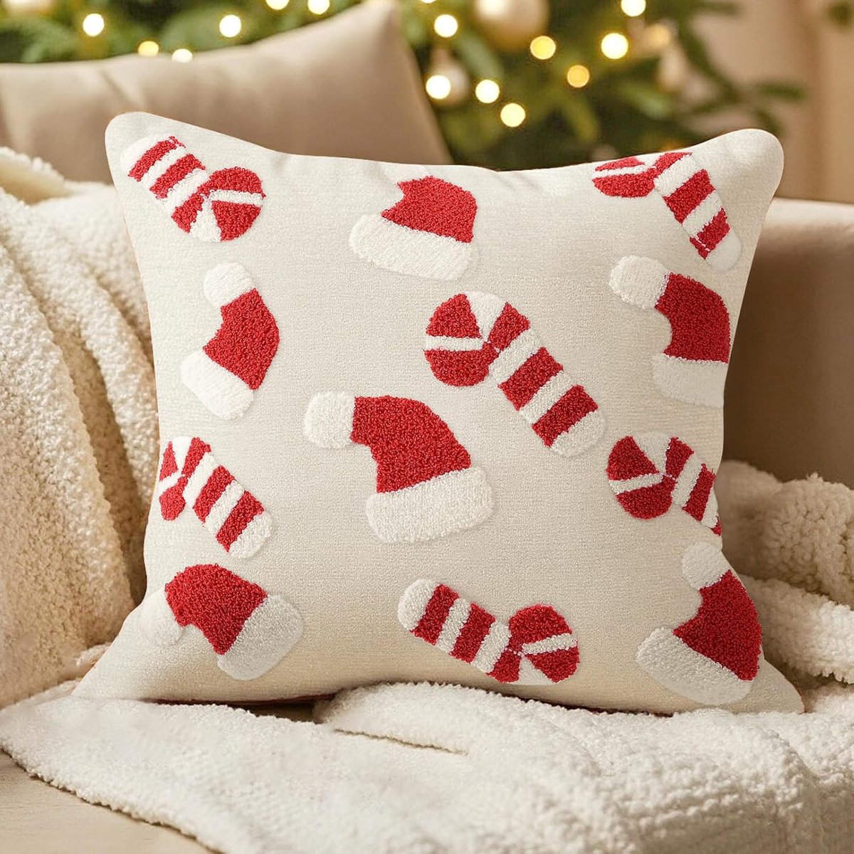 stuk kerstkussenhoes decoratie 45x45cm 3D kussensloop binnenhuis kerstdecoratie kussen