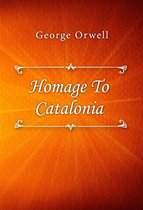 Boek "Homage To Catalonia" van George Orwell op een oranje achtergrond.