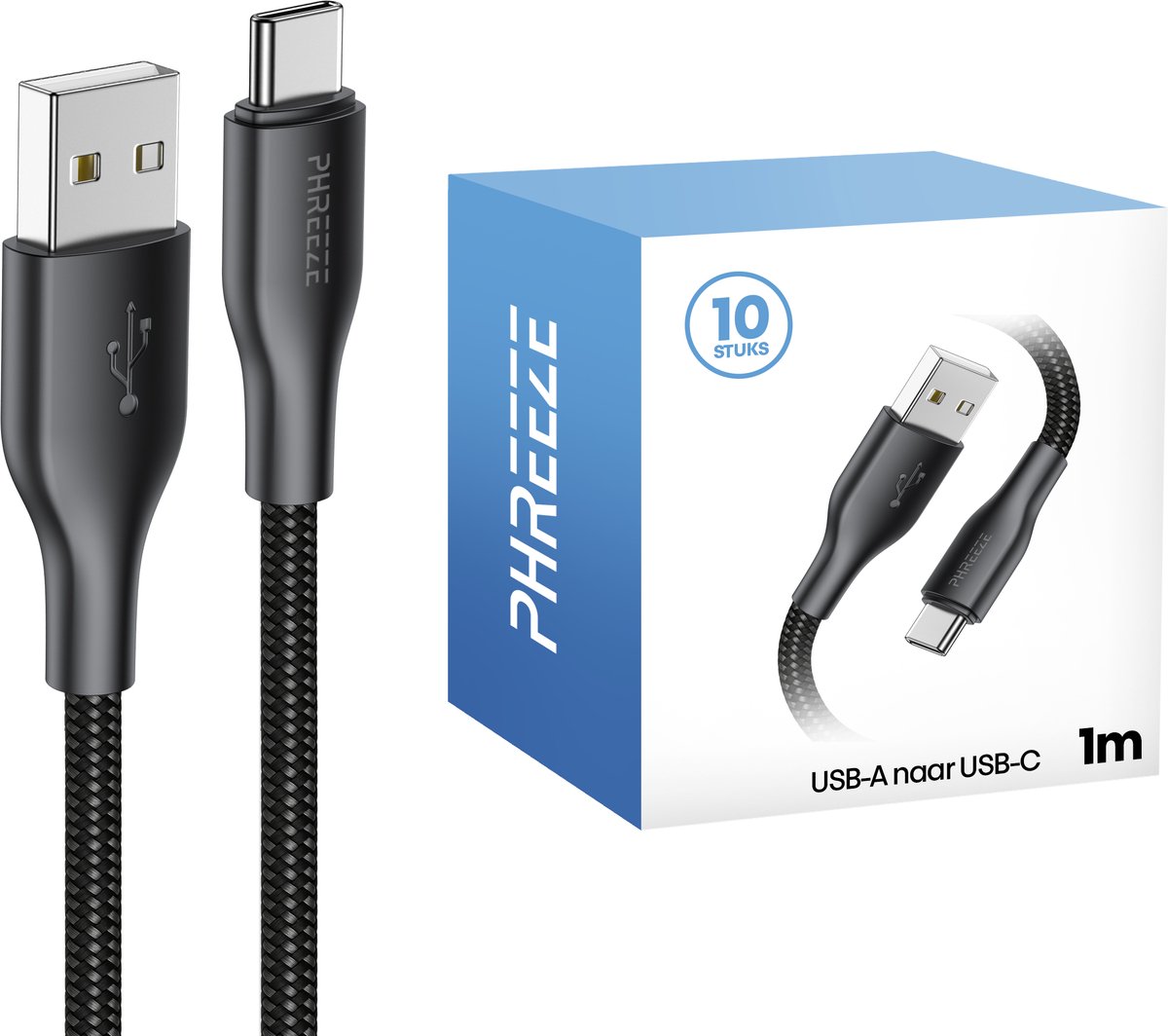 Voordeelpak oplaadsnoer usb C - 1 meter - Ideaal voor zakelijk, kantoor & grote gezinnen