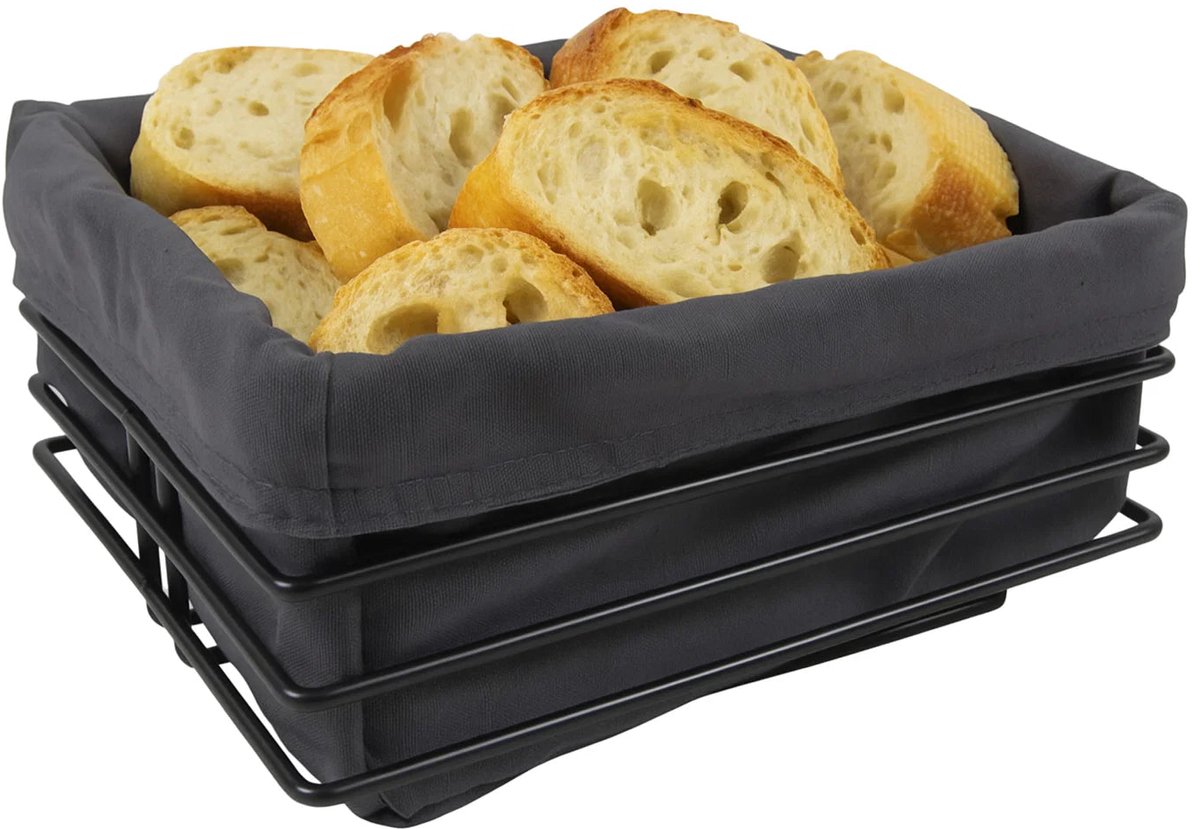 Cookinglife Broodmandje Zwart Metaal 23 x 22 x 12 cm