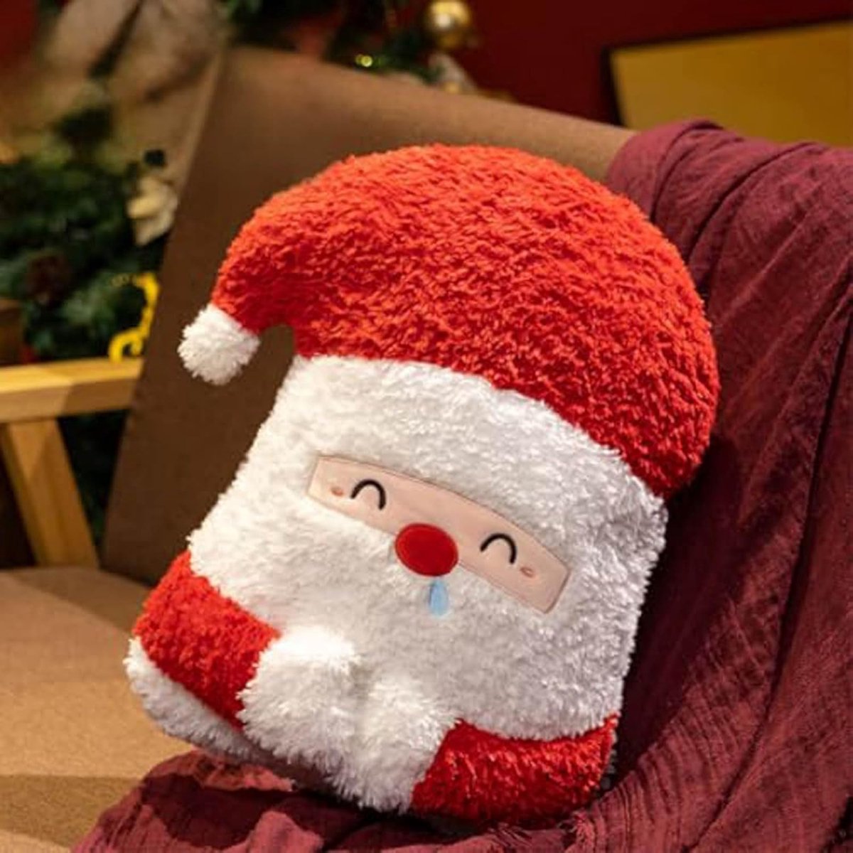 Daity 1 stuk - Pluche kerstkussen, zacht gevuld kerstkussen, zacht pluche kussen voor de bank in de slaapkamer（45cm）