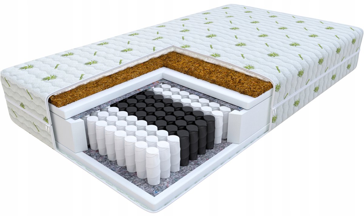 PALOMA Matras 80x200cm - Pocketvering, Kokos & Aloë Vera, 22cm
