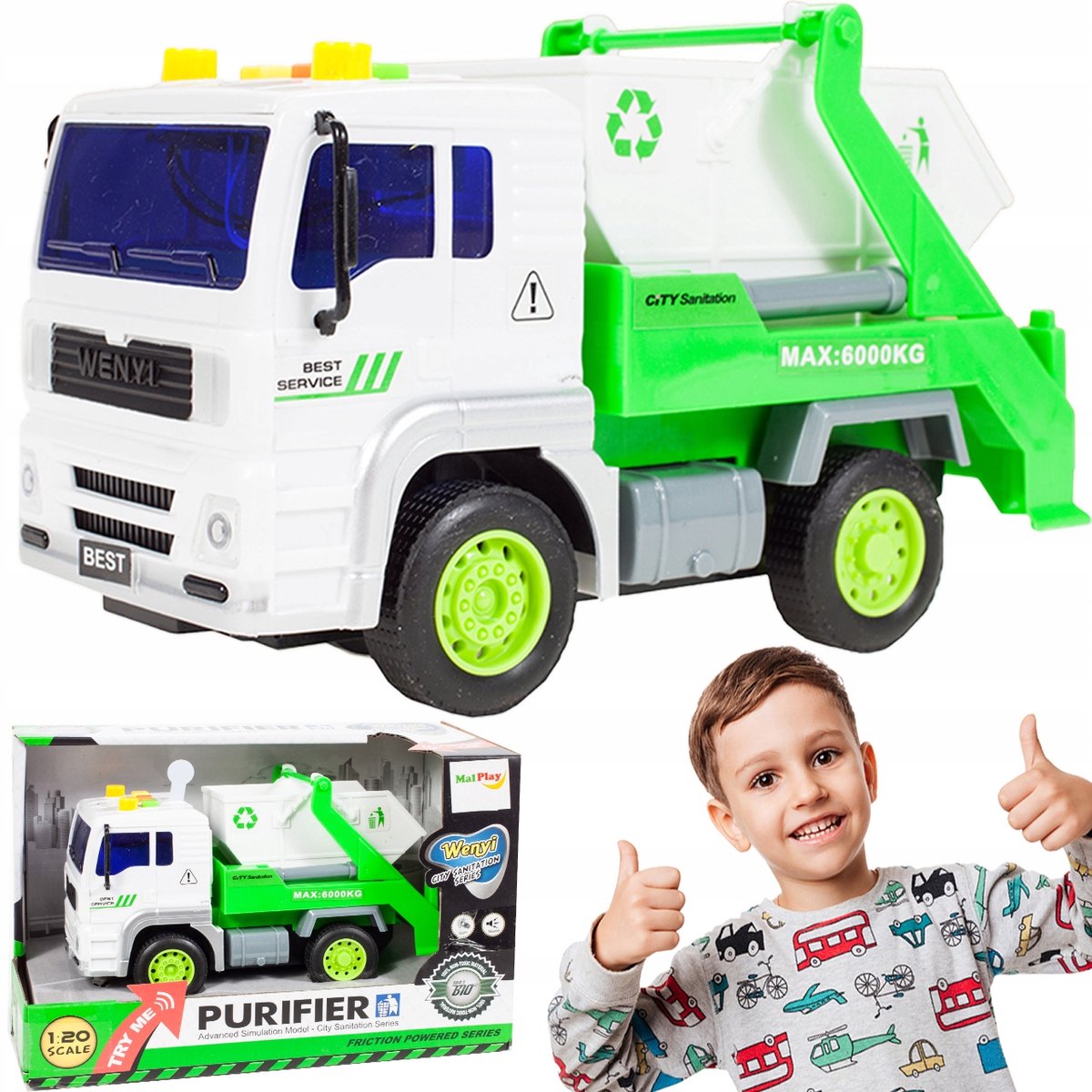 Speelgoed Vuilniswagen met Geluid & Licht, 1:20